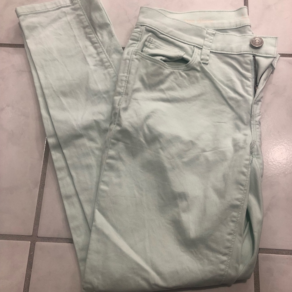 Ann Taylor loft modern skinny jeans mint color